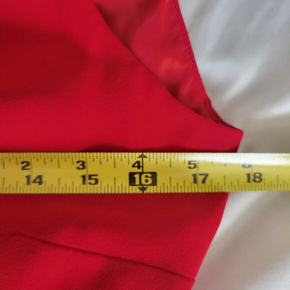 Jones Ware Dress Size 10 Cocktail Red Lined Flounce Chiffon Sleeveless Chic - Picture 7 of 7